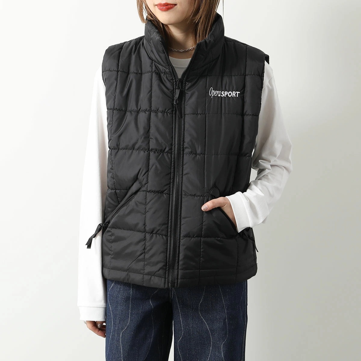OperaSPORT オペラスポーツ キルティング ベスト MARIO UNISEX VEST B4 レディース 中綿 パデッド スタンドカラー ロゴ BLACK 19,073円