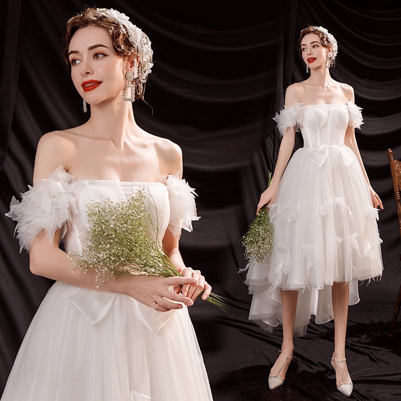 ウエディングドレス プリンセス 安い ホワイト ミニドレス 結婚式 花嫁 ブライダル ウエディングド