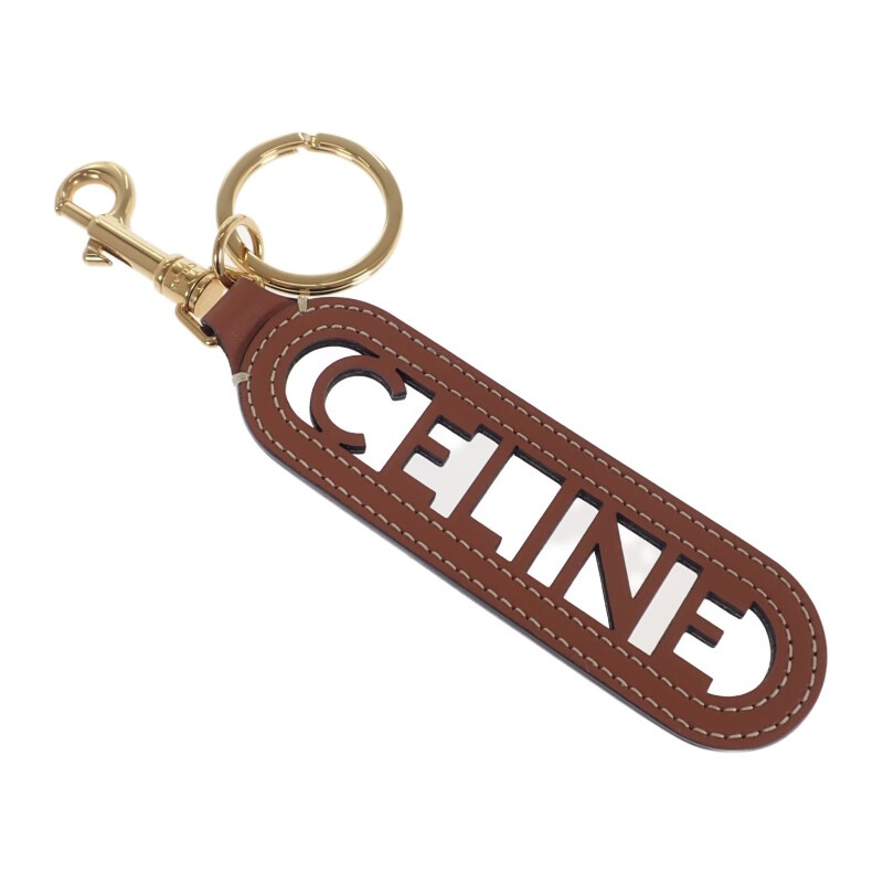 【ABランク】 パンチング キーリング チャーム ロゴキーホルダー 49I733DSD.04LU キーホルダー カーフ タン ゴールド金具 レディース【ISEYA】