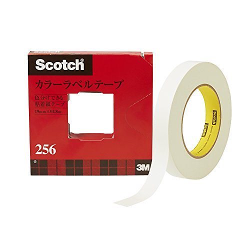スコッチ カラーラベルテープ256 白 19mm幅x54.8M 256-19W