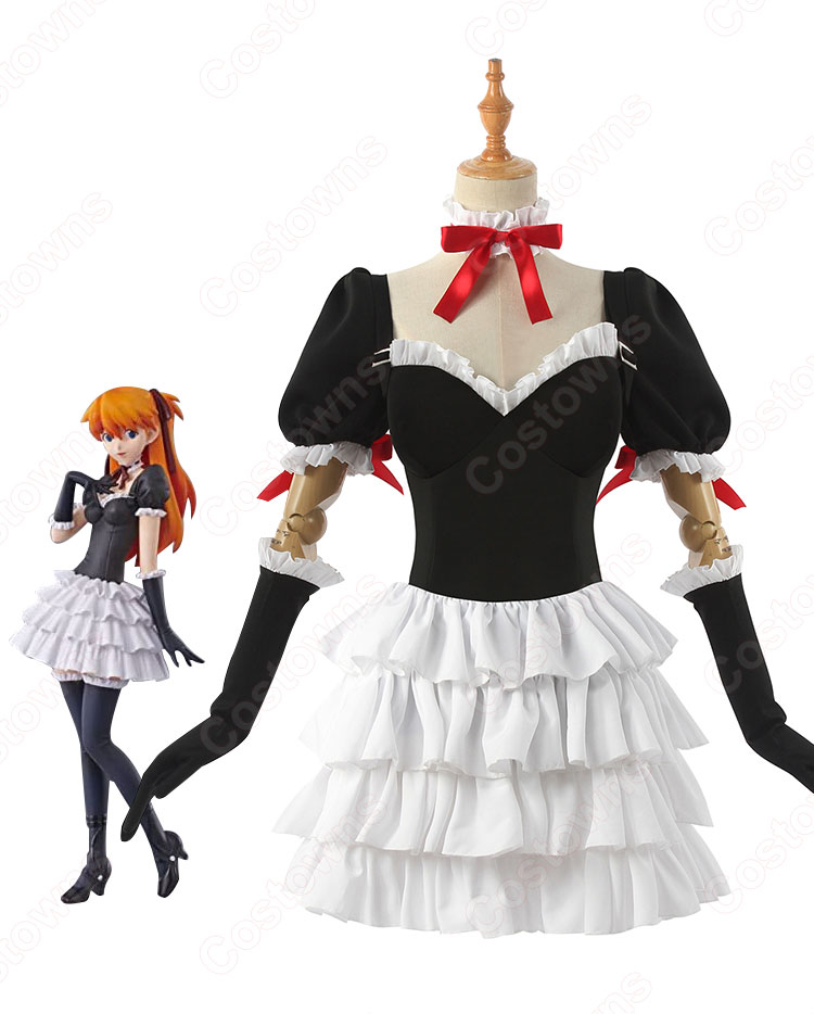 新世紀エヴァンゲリオン 惣流アスカラングレー コスプレ 衣装 ロリータ (ロリィタ)風4段フリルワンピース