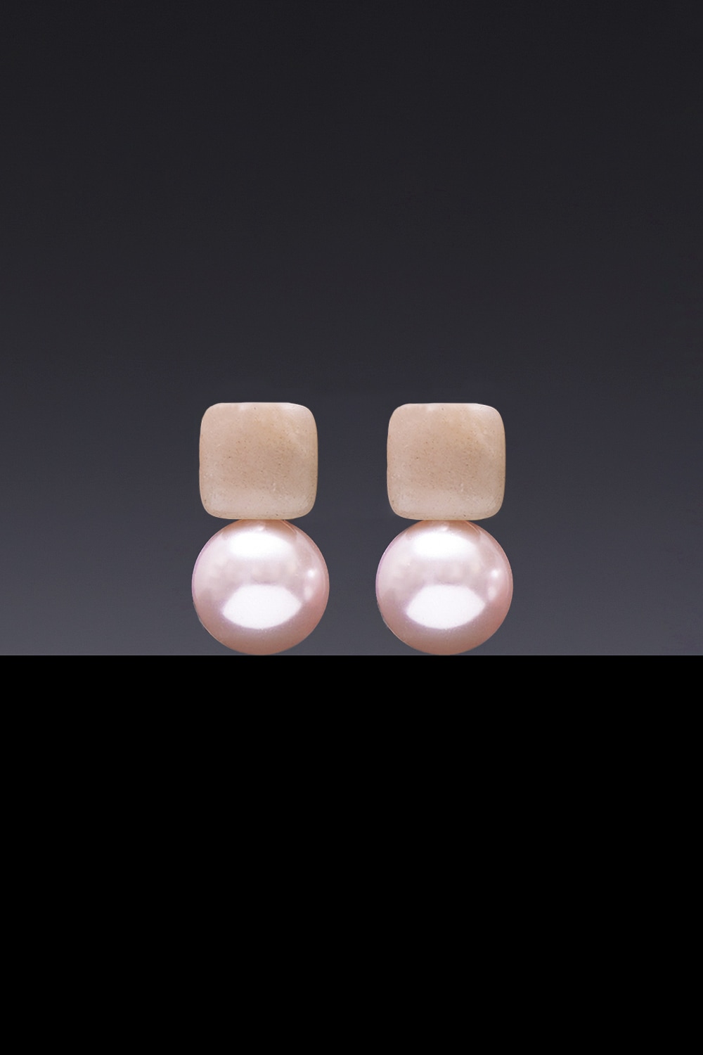 [HAZINA] Peachmoonstone Pink Pearl Earrings 12mm [Option-ｱﾍﾂ Earclip]