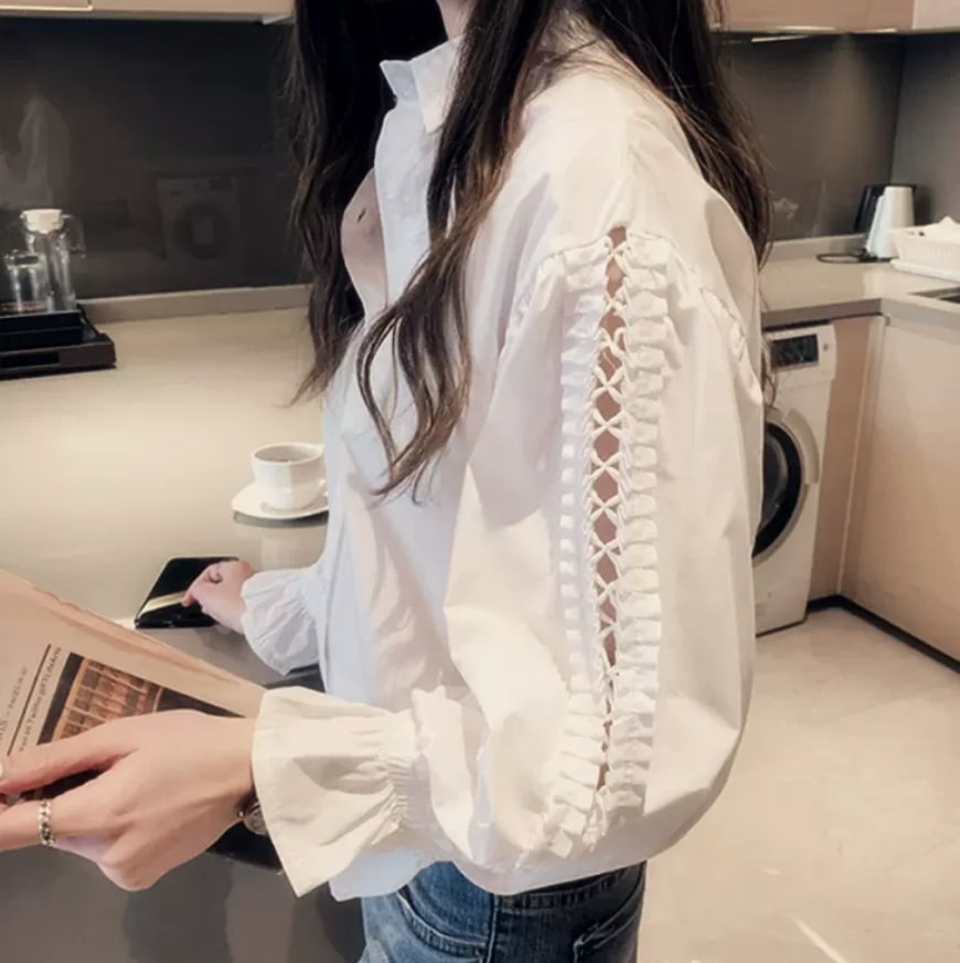 トップス デート シャツ ブラウス カットソー 袖あり 長袖 かわいい 大人可愛い きれいめ シンプル カジュアル 大人 上品 おしゃれ お洒落 主役級 存在感 春 秋 10代 20代 30代