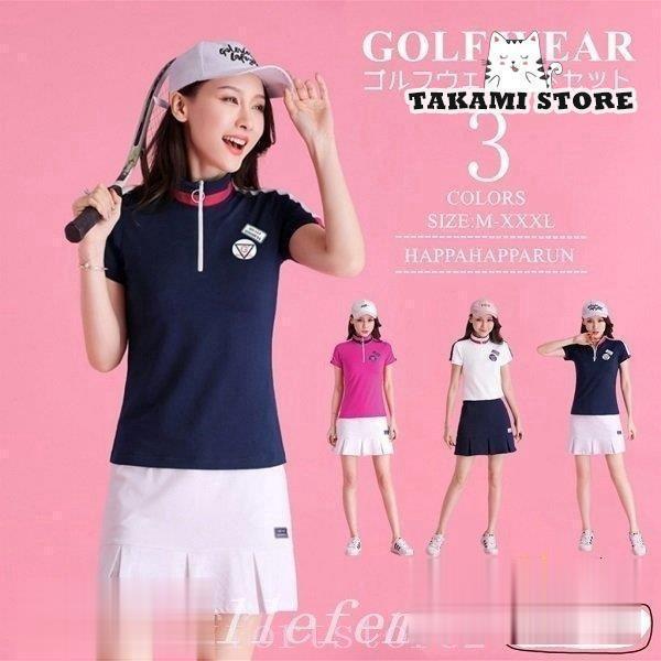 ゴルフウェアレディースワンピースジップおしゃれ着痩せ半袖ワンピース春夏肌触りいいおしゃれかわいい女性用2022新作新生活就職