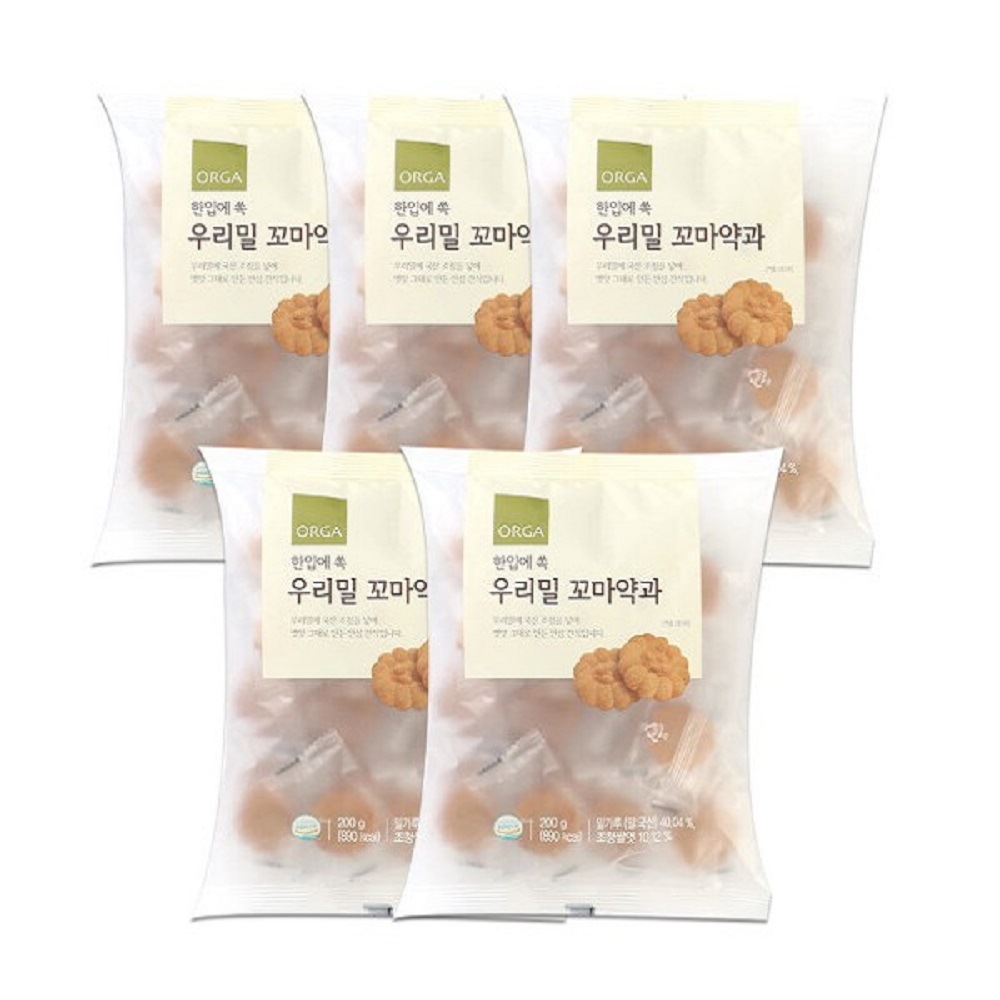 韓国-K MEAL-ORGA 一口にすっぽり韓国産小麦のちび薬菓 (200g) 5個 家族おやつ プレゼント 甘口バラ包装