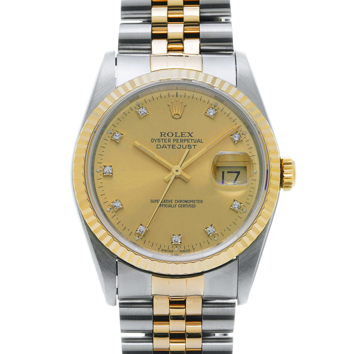 ロレックス デイトジャスト 10Pダイヤ 16233G X番(1991年頃製造) シャンパン/ダイヤモンド メンズ 腕時計 自動巻き 中古 銀蔵