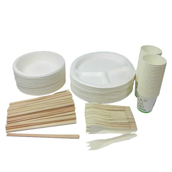 国産 紙エコ食器5点セット(50人分)