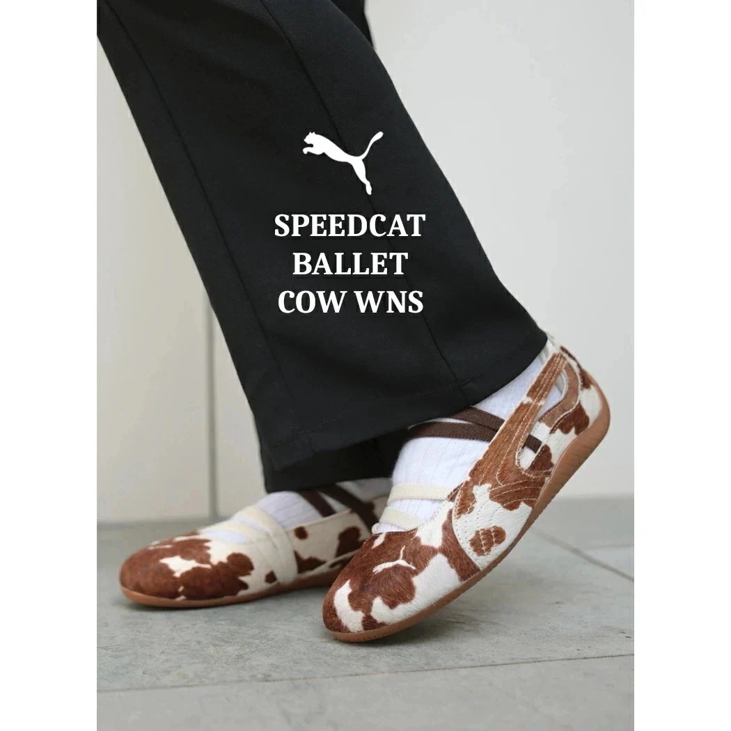 PUMA プーマ SPEEDCAT スピードキャット バレエ カウ ウィンズ スニーカー BALLET COW WNS CHOCOLATE BROWN-WARM WHITE ( アニマル 薄底 総柄