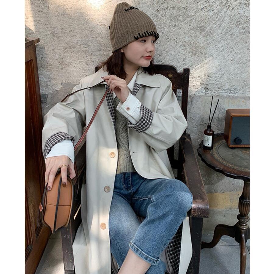 スプリングコート レディース トレンチコート 春コート ロングコート きれいめ 春 秋 アウター 無地 チェスターコート 通勤 高級感 大人 オシャレ