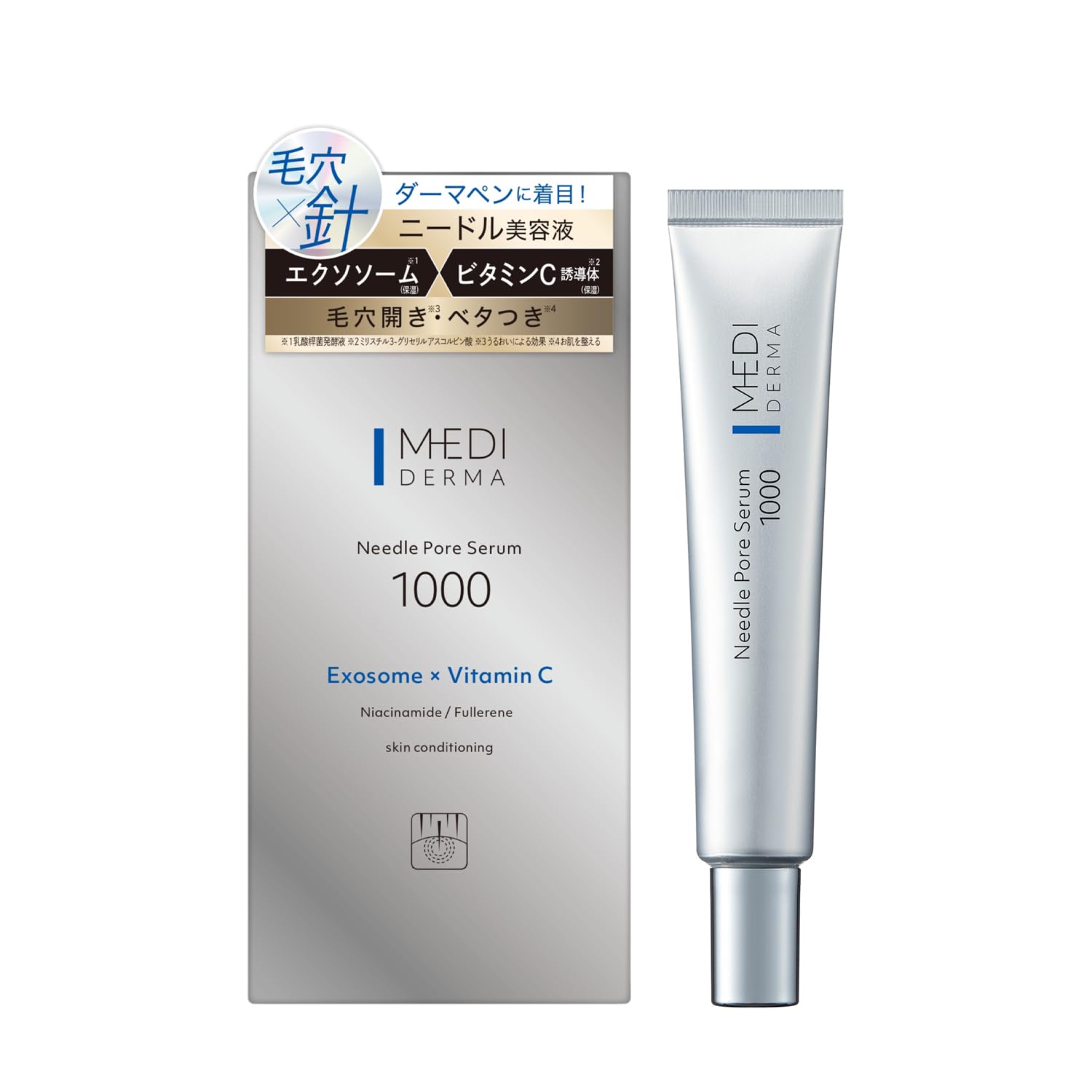 MEDIDERMA(メディダーマ) ニードルポアセラム1000 (12g) ニードル 美容液 毛穴 日本製 (エクソソーム ビタミンC誘導体)