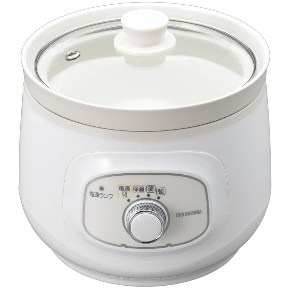 アイリスオーヤマ スロークッカー 簡単調理 ほったらかし 保温モード 1.6L 角煮 カレー 煮魚 ラクラク操作 時短料理 4レシピ付き ホワイト PSC-20K-W