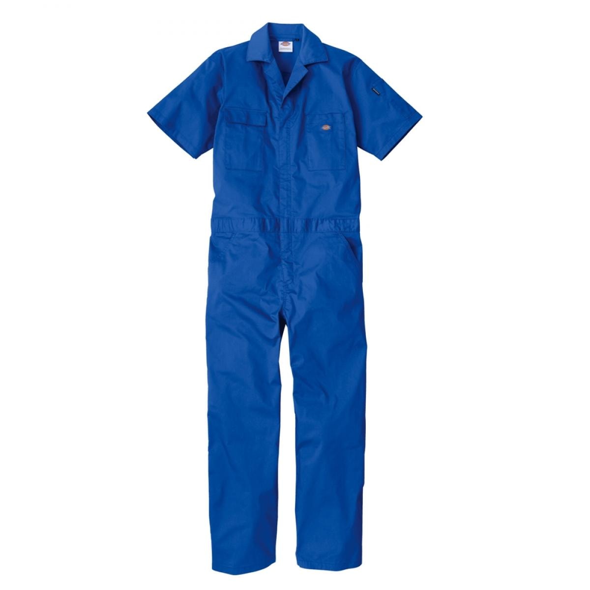 Dickies ディッキーズ ライトT/Cストレッチ 半袖ツナギ ブルー XS D-6702 つなぎ 接触冷感 夏 コーコス 作業着 作業服