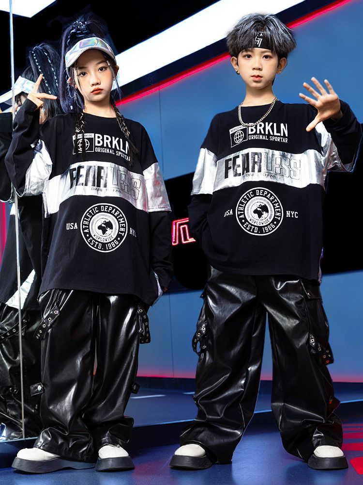 子供の街のダンスの潮服のヒップホップの街のダンスのスーツの出演服の男の子のフレームのドラムの出演服の子供の舞台の服装の秋