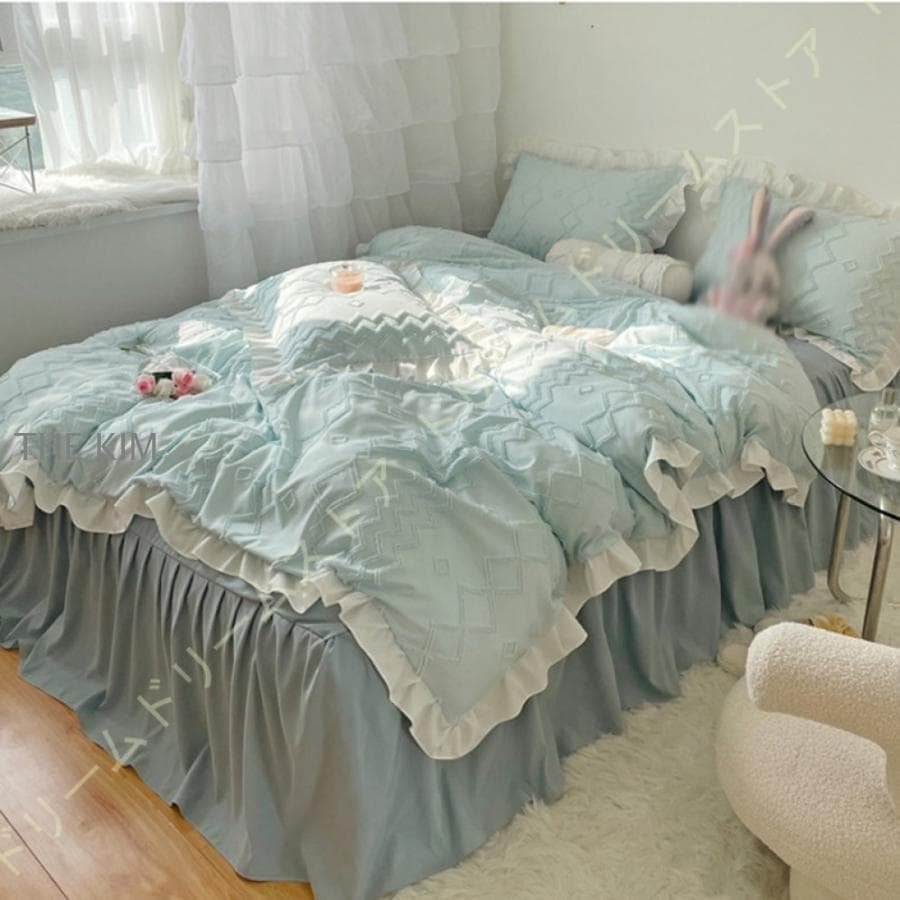 布団カバー シングル 4点セット 掛け布団カバー ベッドスカート洋式 枕カバー かわいい フリル付き おしゃれ ベッド用 布団用 ベット 寝具カバー 姫系 北欧