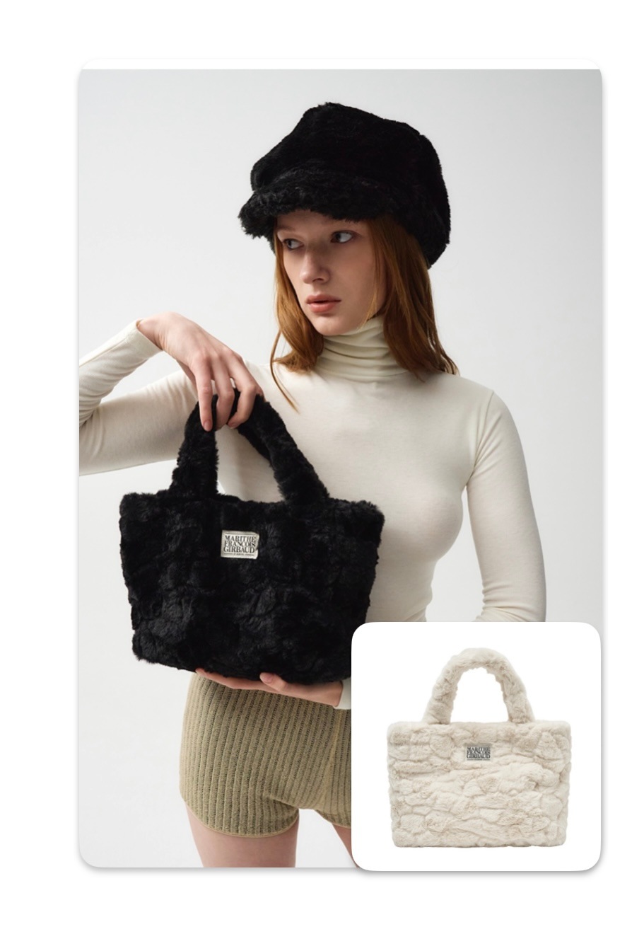 Marithe) ファー生地 トートバッグ 24F/W CLASSIC LOGO FUR BAG