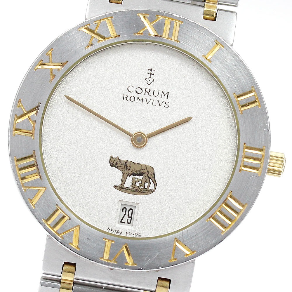 コルム CORUM 43.903.21V48 ロムルス デイト クォーツ メンズ 保証書付き_888933【中古】