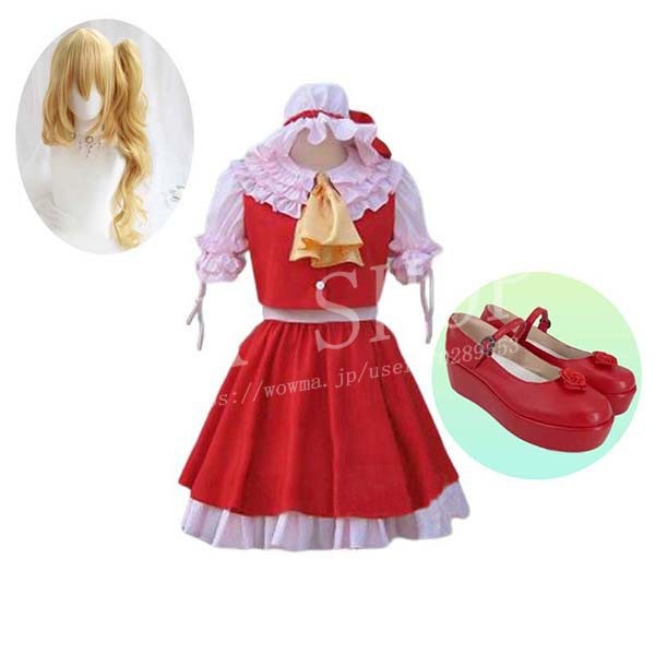 「急速出荷」最低価!格!東方プロジェクト フランドール コスプレ 衣装 ウィッグ 靴 男女兼用 コスチューム 演出服 アニメ ゲーム ハロウィン cos 変装
