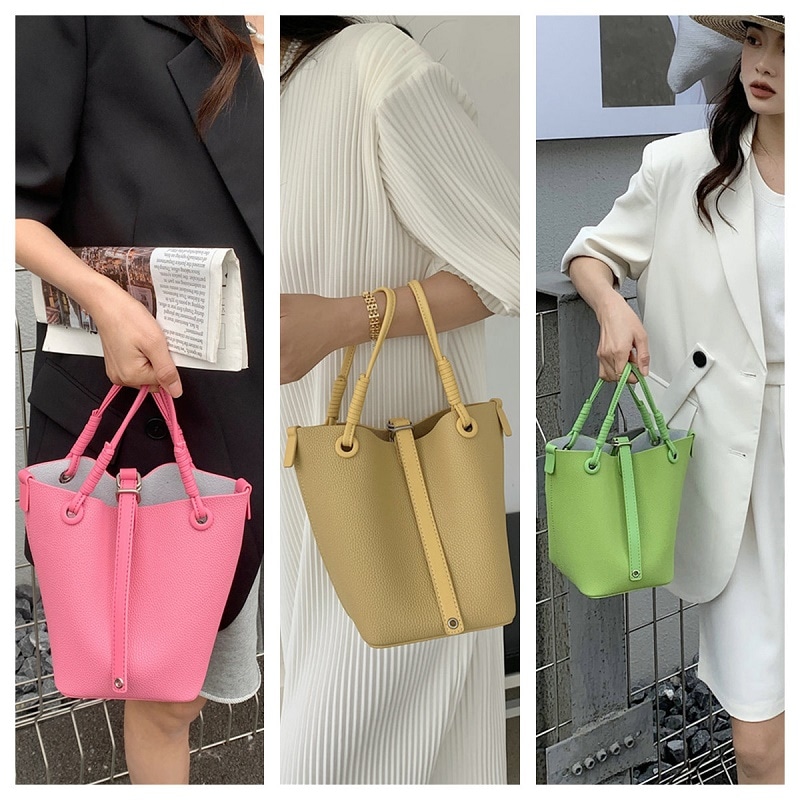 レデイースバッグカバントートバッグかごバッグショルダーバッグ2023春夏NEW可愛いレザー本革７カラー