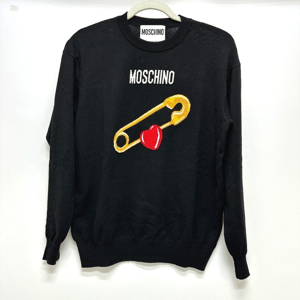 MOSCHINO モスキーノ セーター 安全ピン ハート モチーフ 長袖 アパレル ウール ブラック