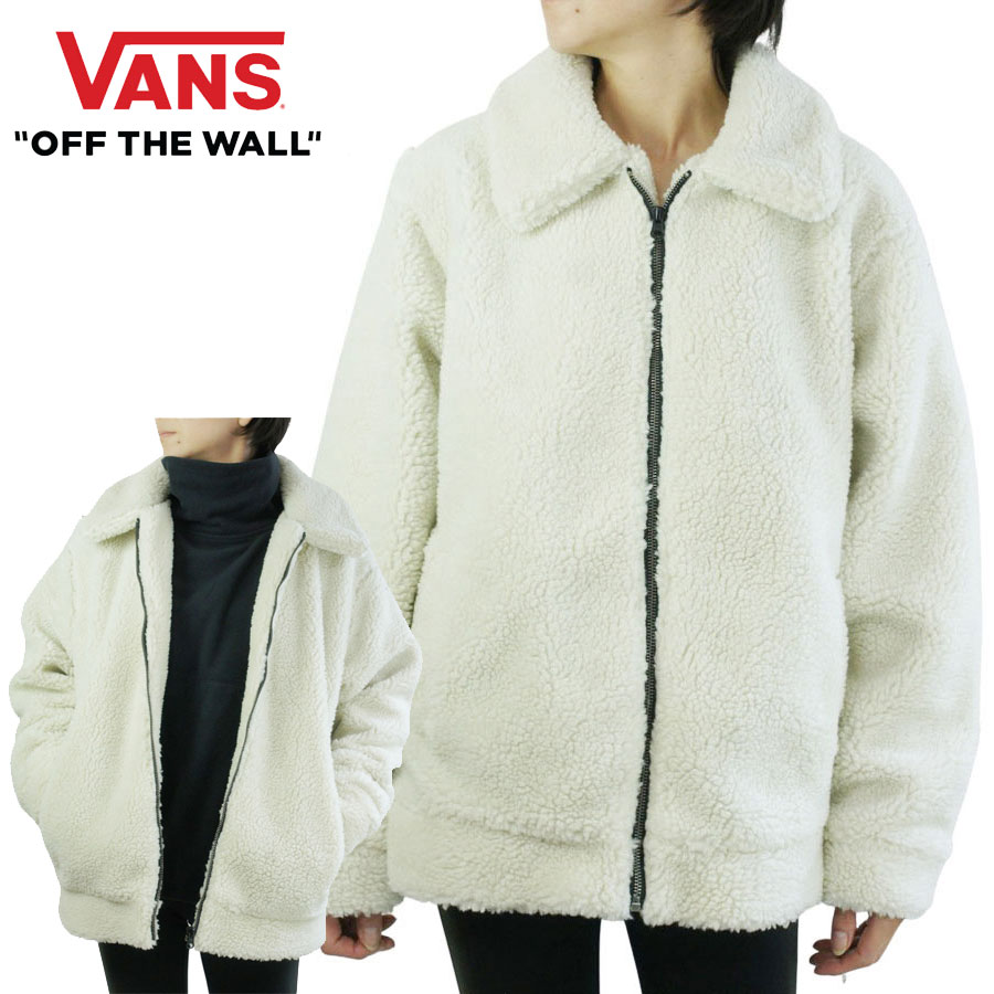 バンズ レディースジャケットVANS ヴァンズ スノーアウトジャケットWHITE(ホワイト)ミッドウェイト 白 ボア ビックシルエット オーバーサイズ