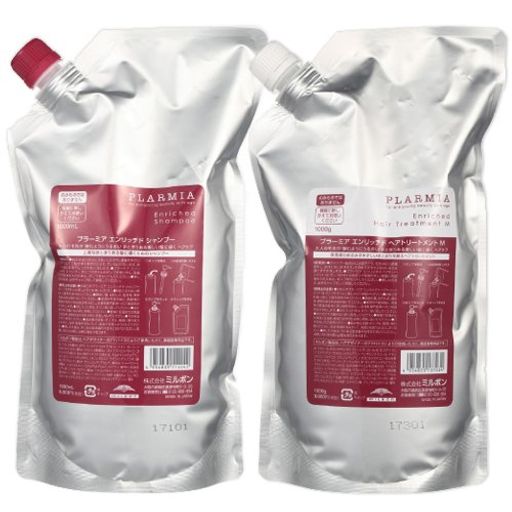 ミルボン プラーミア エンリッチド シャンプー 1000mL + トリートメント M 1000g 詰め替え セット