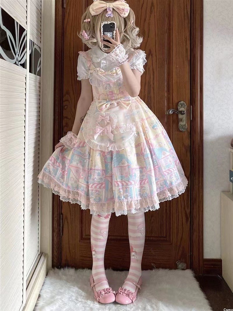 自作lolita夏新商品中にロリータ子供襟半袖レース上着純色底シャツを掛けます
