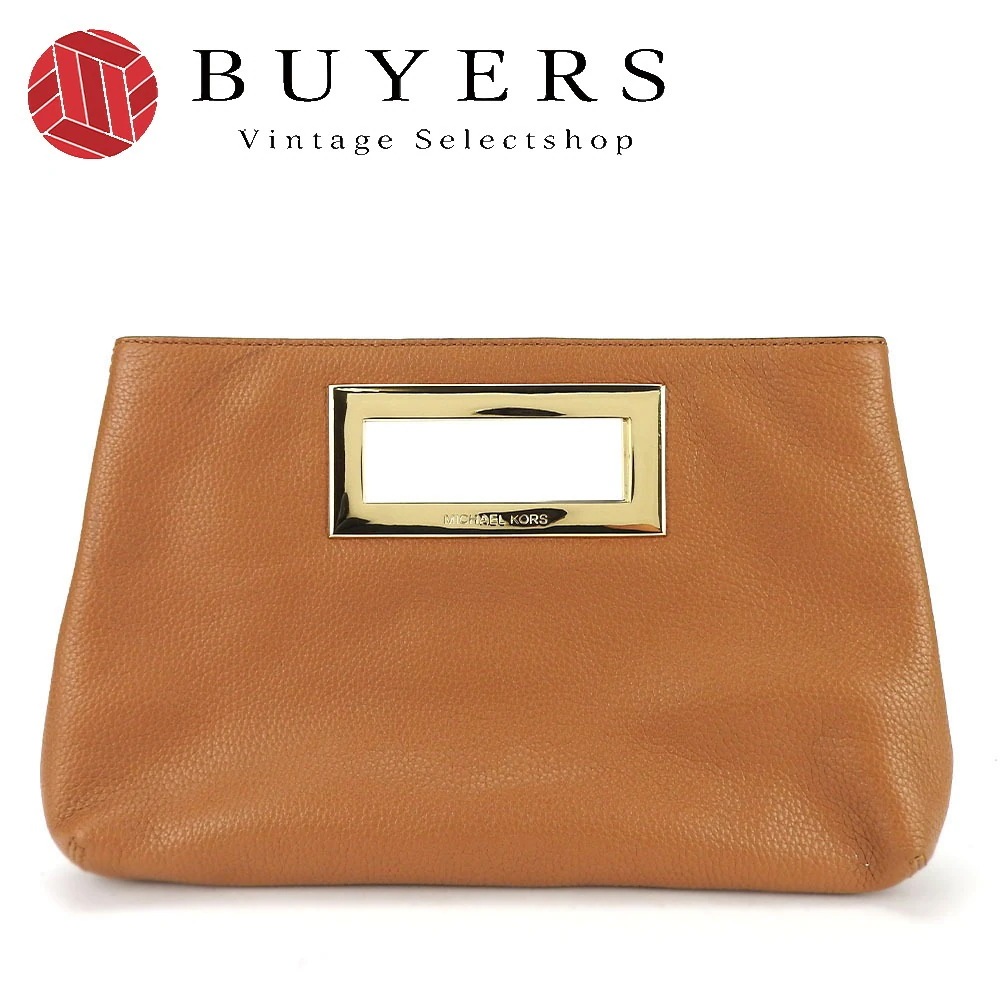 中古 クラッチバッグ 35T2GBKC2L レザー キャメル ゴールド金具 ハンドバッグ レディース 女性
