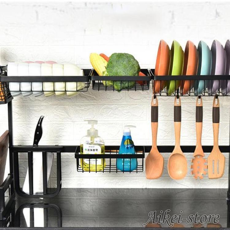 水切りラック 水切りかご シンク上 キッチン収納 収納ラック まな板スタンド付 箸立て 食器 洗い物 水切り 乾燥 台所 流し台便利 省スペース 収納棚