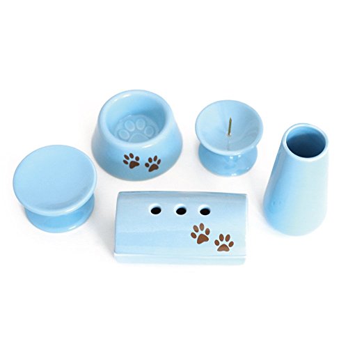 虹の橋仏具 足あとマーク入り 5点セット ブルー