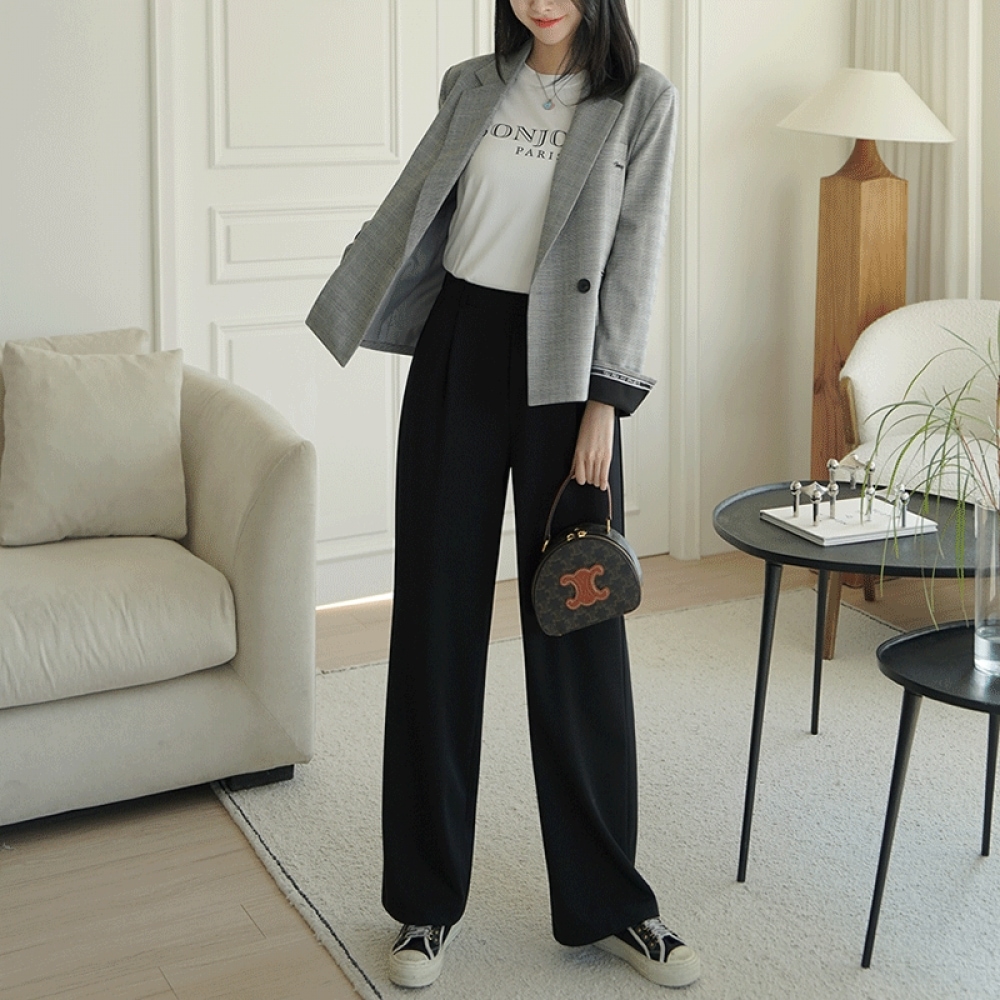 クリック＆ファニー スパンの威力 ピンタックワイドスラックス[S,M,Lサイズ]