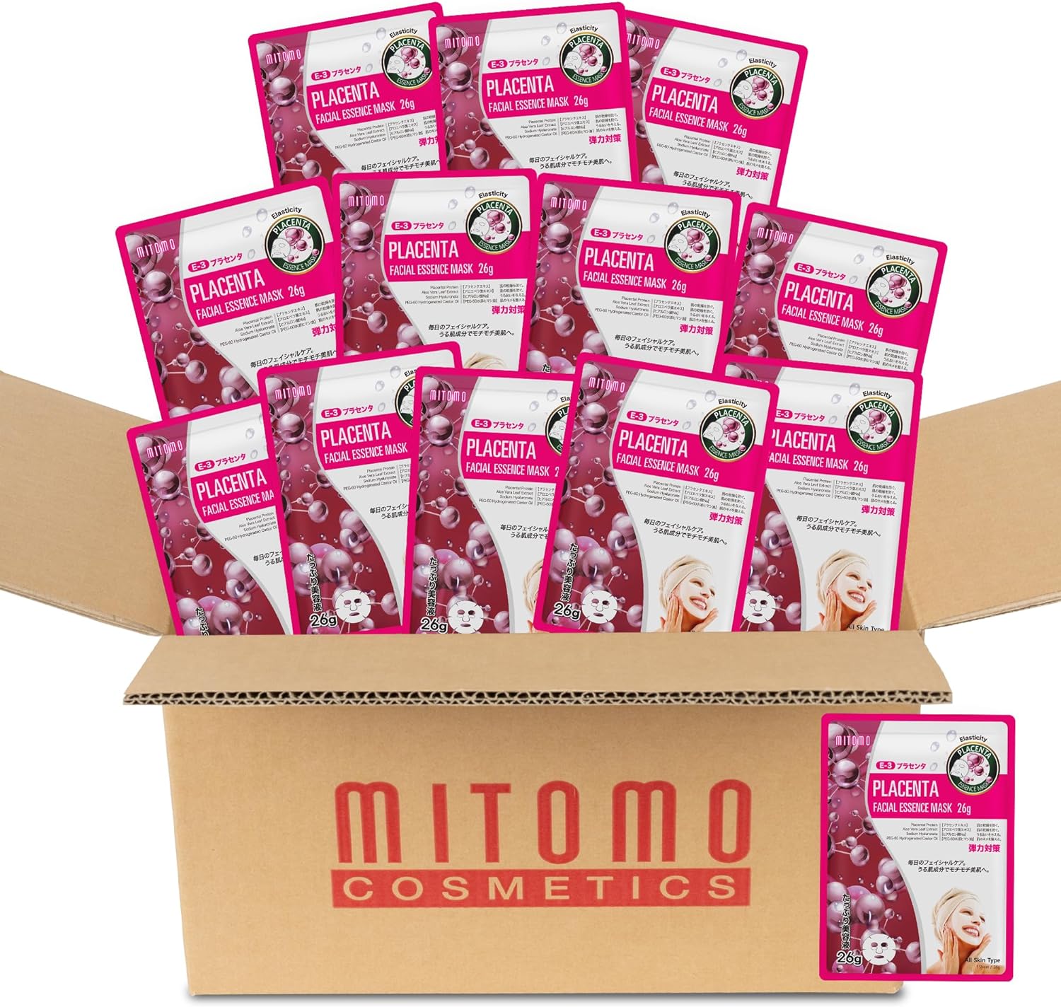 日本製 プラセンタ 弾力 シートマスク/100枚x1セット＝100枚/美容液/美容 スキンケア 潤いマスクパック[MTSS00516-E-3x010] 7,470円