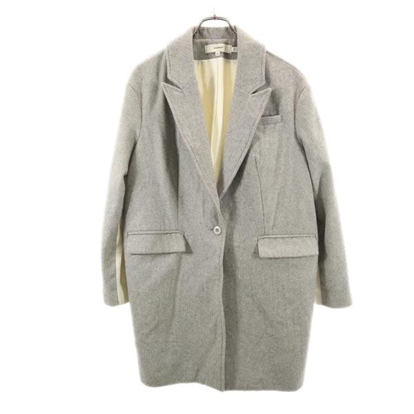 ウールブレンド チェスターコート XS グレー×ホワイト 切替 メンズ