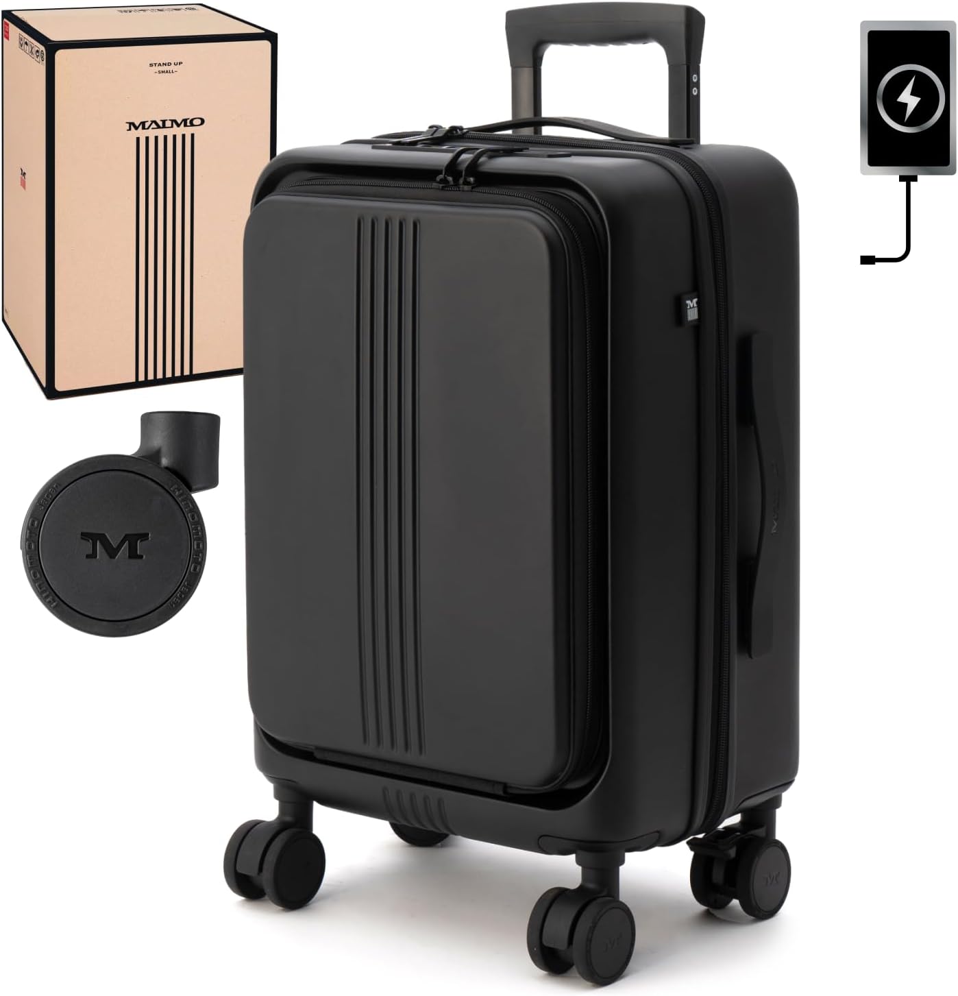 [MAIMO] スーツケース Sサイズ 機内持ち込み 日本メーカー 【フロントオープンで荷物がサッと取り出せる】 静音キャスター ストッパー付き HINOMOTO フロントオープン 前開き