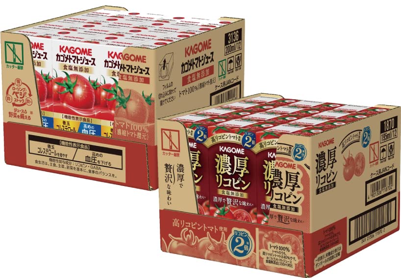 .co.jp限定 カゴメ トマトジュース 食塩無添加 200ml×カゴメ 濃厚リコピン 5ml×各12本