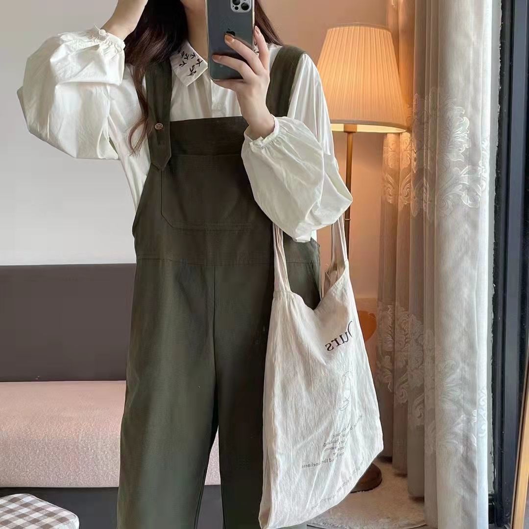 サロペット ファッションデザイン オーバーオール レディース セットアップ オシャレ シャツ2点セット
