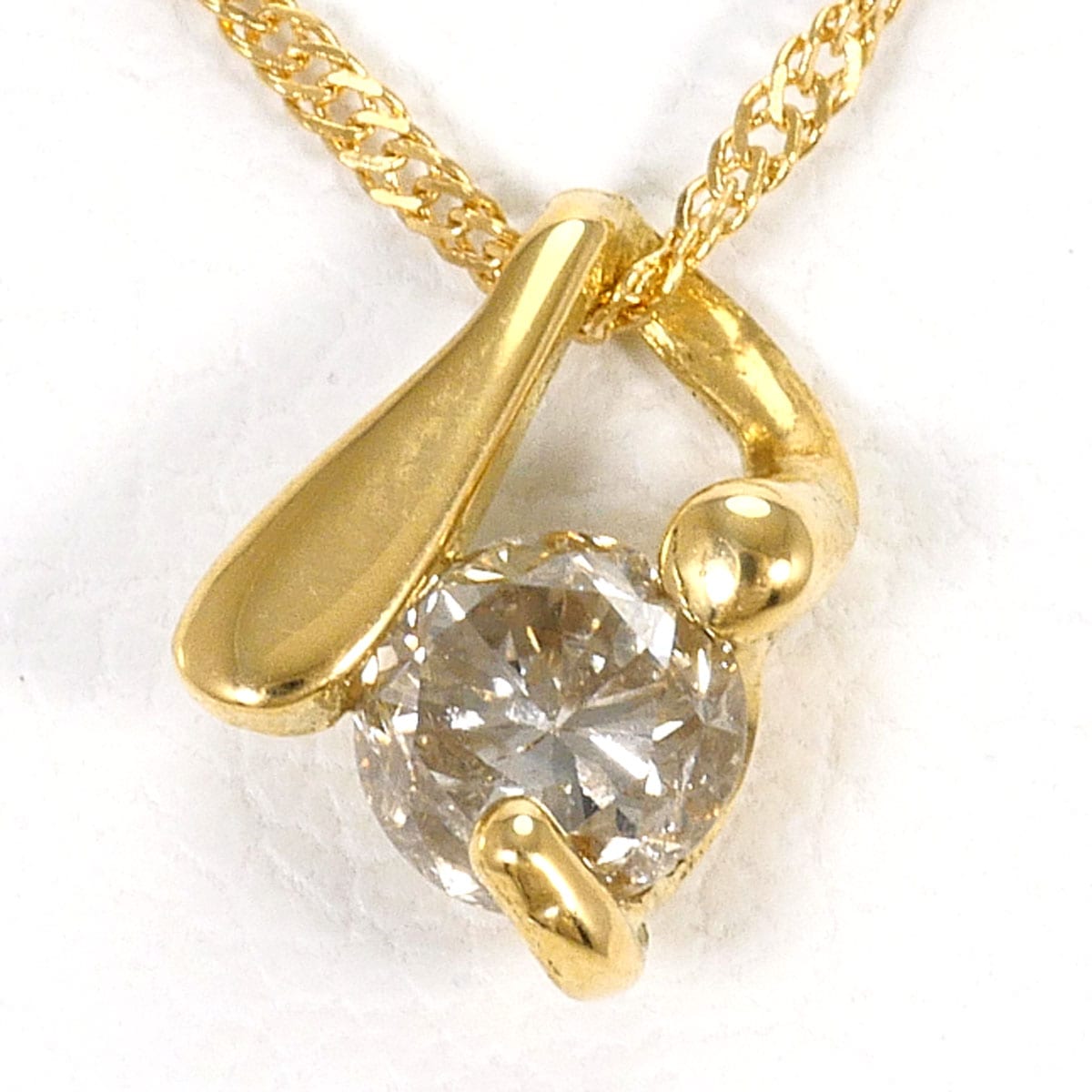 K18 18金 YG イエローゴールド ネックレス ダイヤモンド 0.2ct 総重量約1.1g 約42cm 中古