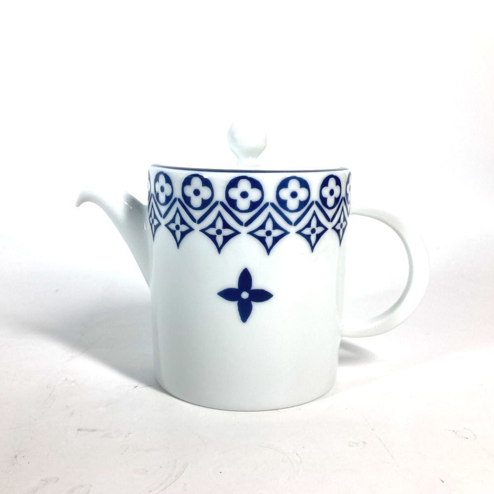 雑貨 R95654 ティーポット モノグラムフラワータイル 食器 陶器 ホワイト