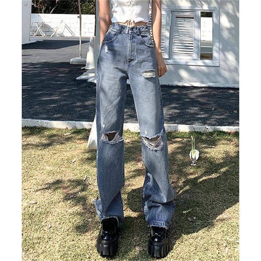 人気沸騰 大人気レディースパンツ ダメージデニムパンツ レディースおしゃれ