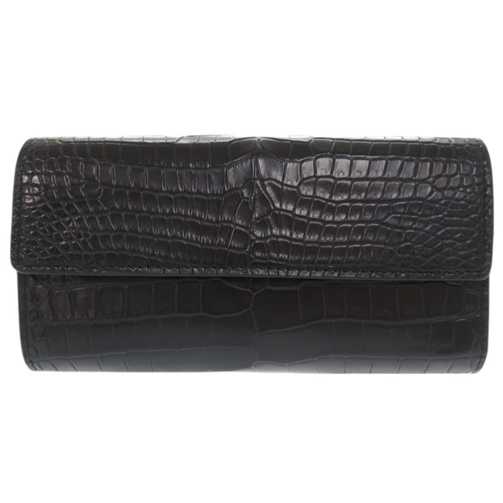 美品 ザ ラスト アート プロジェクト 長財布 マットクロコ ブラック 0841【中古】THE LAST ART PROJECT メンズ
