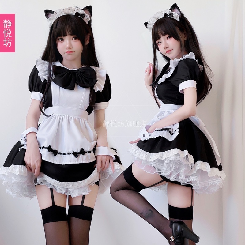 日本のメイド服コスプレアニメ衣装白黒柔らかいシスターロリータドレスコス服ロリータ姫スカート
