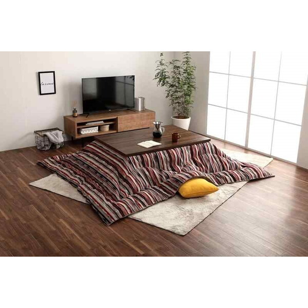 1151730233003 こたつ布団 長方形 日本製 シェニール ストライプ調 カラフル エスニック パープル 約200×250cm メーカー直送