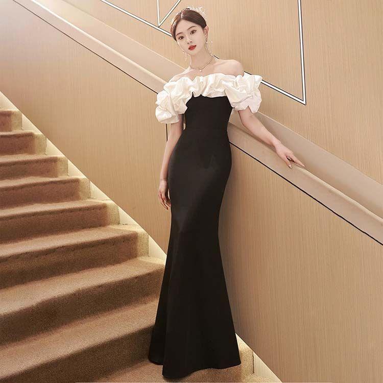 イブイングドレス 黒 お洒落 パーティードレス ワンピース 衣装 エレガント 演奏会 発表会 ウエディングドレス レディース 優雅 ロングドレス 結婚式 二次会 大30%までに制限