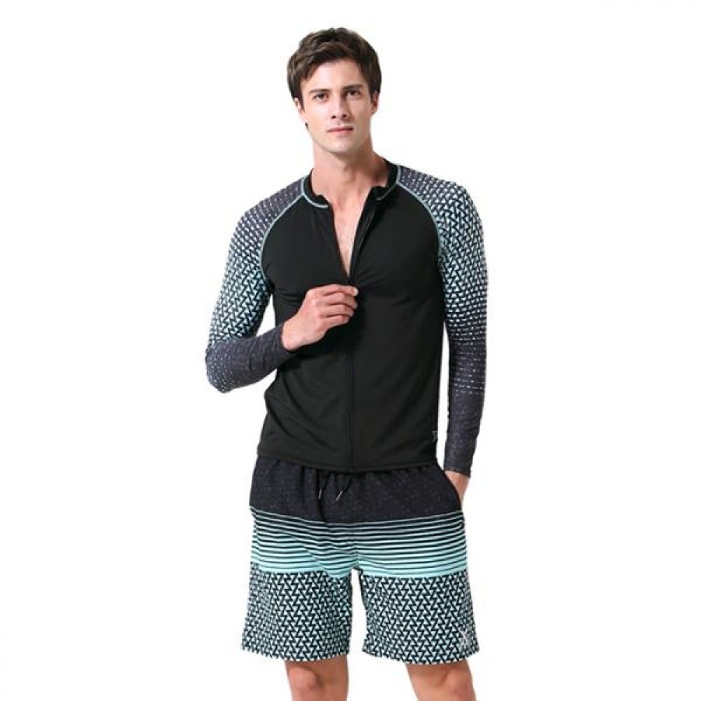 (ベーシックエル) ベーシックエルメンズジップアップラッシュガードビーチショーツセット BEM-S901K+BEM-S902K