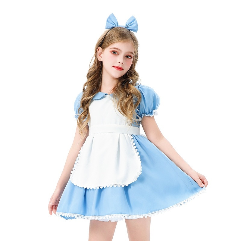 田園風アリスメイド衣装子供服ハロウィン子供用プリンセスロリータロリータドレス女の子パフォーマンス衣装