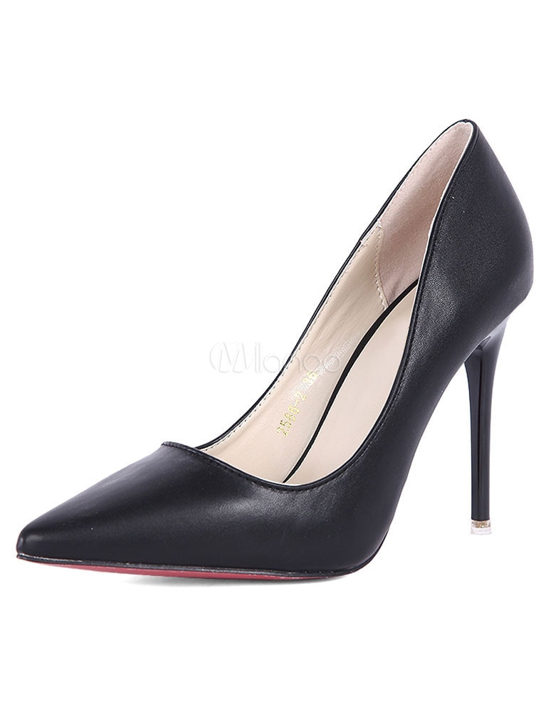 女性のための先のとがったつま先ブラックPUハイヒール 5,798円