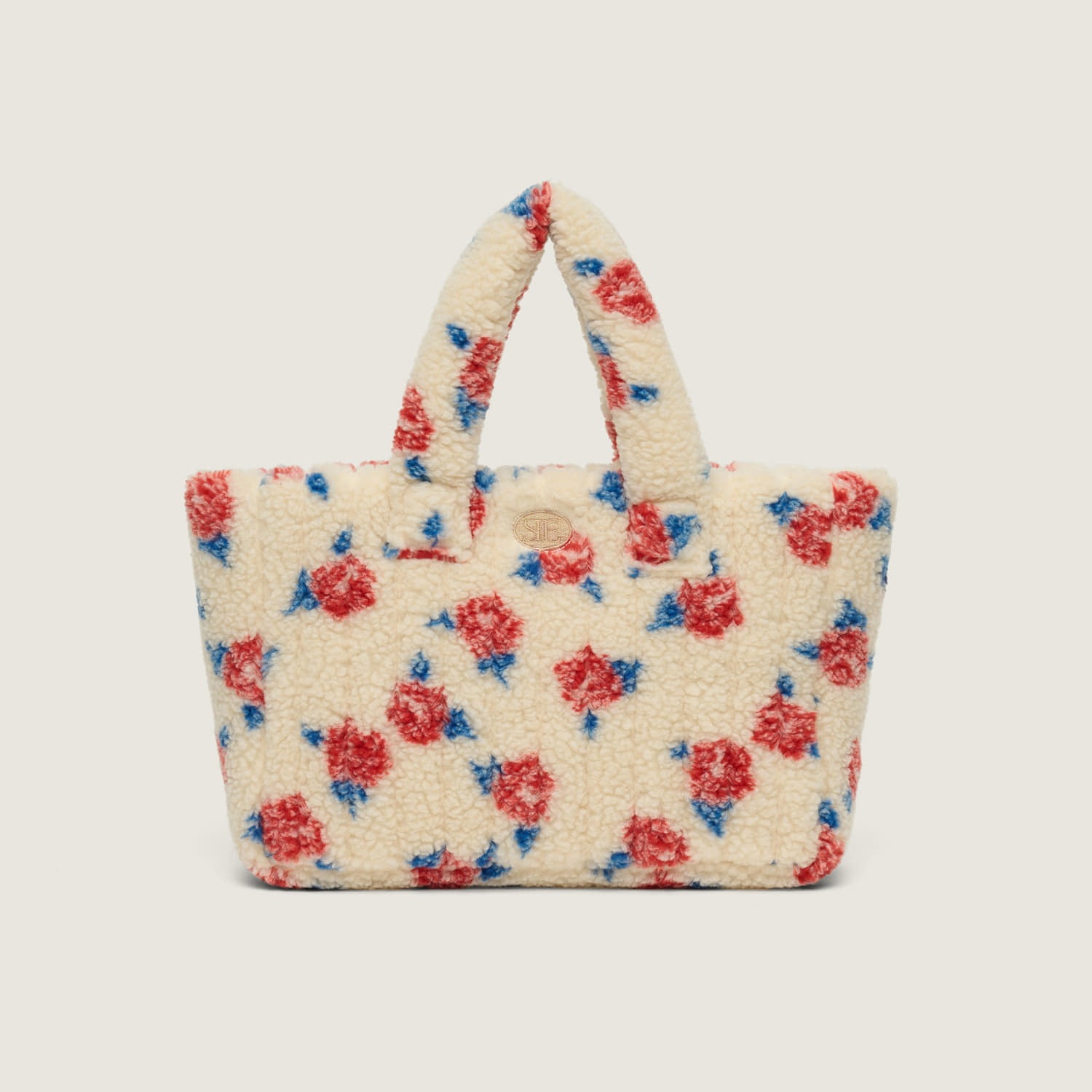 【韓国人気】Rose Fleece Padding Bag Beige モコモコ ボアフリース キルティングバッグ 「正規品」