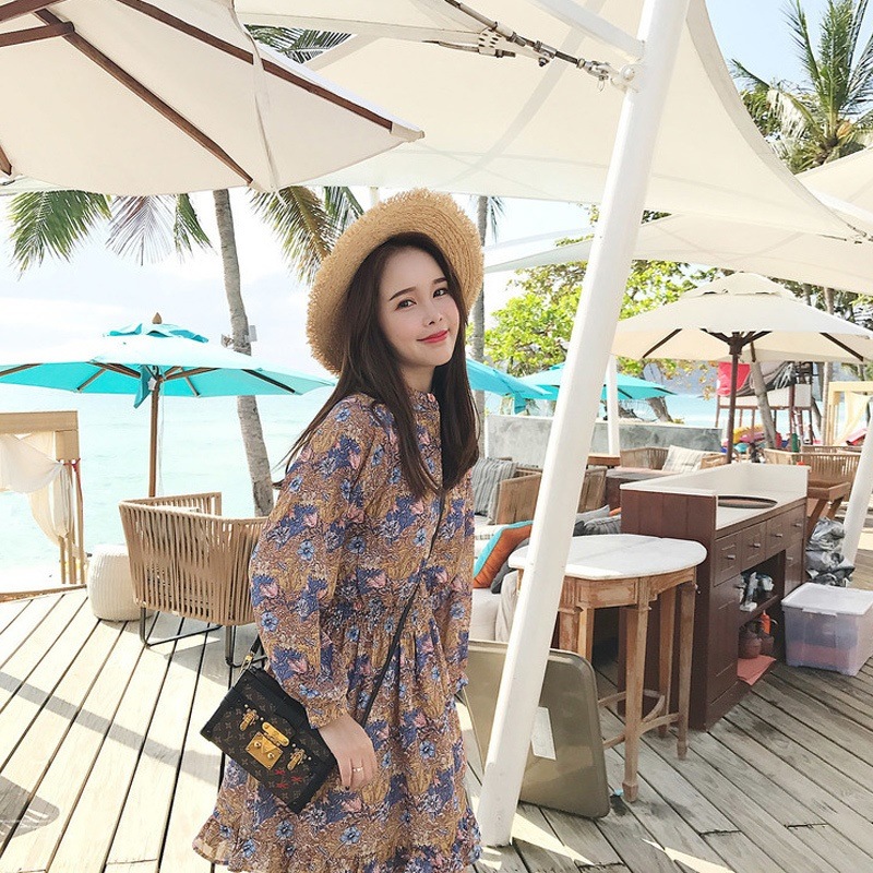 1210．花柄フリルミニワンピース（イエロー）