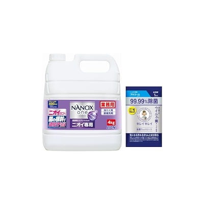 他サイト： 【業務用 大容量】 NANOX one (ナノックス ワン) ニオイ専用 4kg 除菌ウェットシート付き 洗濯洗剤 詰め替え 濃縮 液体 衣類用洗剤 消臭の商品画像