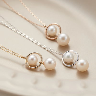 ネックレス レディース パール 10金 真珠 ホワイトゴールド 華奢 k10 10K 淡水パール ステーション スライド 人気 クリスマス