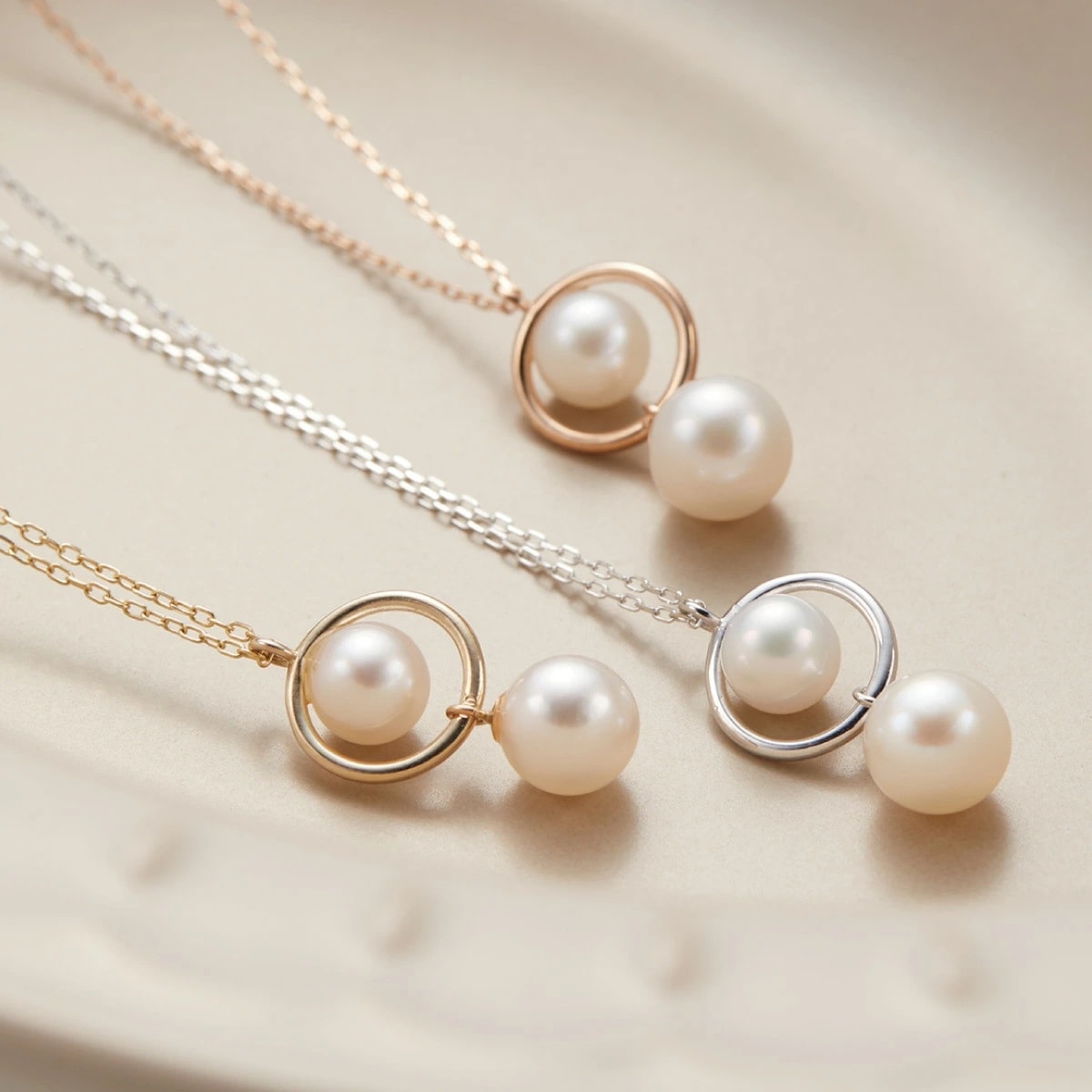ネックレス レディース K10 10金 アコヤパール シンプル ホワイトゴールド ピンクゴールド